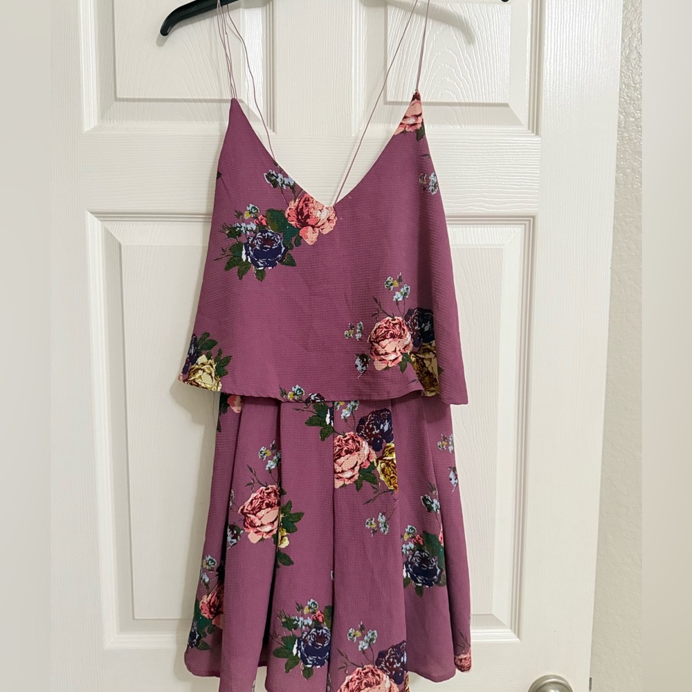 Floral Purple Sleeveless Romper